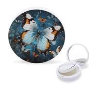 RTSEBVN Air Cushion Makeup Sponges Case Portable Butterfly Printing Air Cushion Puff Box Refillable Body Powder Puff Container for Homemade Liquid Foundation BB Cream, style, One Size, Air Cushion