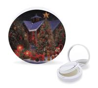 RTSEBVN Air Cushion Makeup Sponges Case Portable Christmas Cheer Printing Air Cushion Puff Box Refillable Body Powder Puff Container for Homemade Liquid Foundation BB Cream, style, One Size, Air
