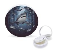 RTSEBVN Air Cushion Makeup Sponges Case Portable Funny Sharks Design Printing Air Cushion Puff Box Refillable Body Powder Puff Container for Homemade Liquid Foundation BB Cream, style, One Size, Air
