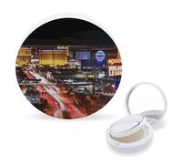 RTSEBVN Air Cushion Makeup Sponges Case Portable Las Vegas Night City Printing Air Cushion Puff Box Refillable Body Powder Puff Container for Homemade Liquid Foundation BB Cream, style, One Size, Air