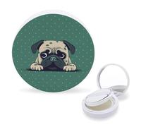 RTSEBVN Air Cushion Makeup Sponges Case Portable Pug Green Polka Dot Printing Air Cushion Puff Box Refillable Body Powder Puff Container for Homemade Liquid Foundation BB Cream, style, One Size, Air