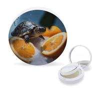RTSEBVN Air Cushion Makeup Sponges Case Portable Turtles Emerging from Oranges Printing Air Cushion Puff Box Refillable Body Powder Puff Container for Homemade Liquid Foundation BB Cream, style, One