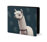 RTSEBVN Cute Wallet Twill Leather Card Holder Fashio A White Alpaca Printing Small Wallet Suitable For Daily Travel, style, One Size, Twill Leather Wallet