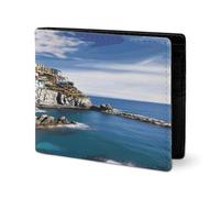 RTSEBVN Cute Wallet Twill Leather Card Holder Fashio Cinque Terre Scenery Printing Small Wallet Suitable For Daily Travel, style, One Size, Twill Leather Wallet