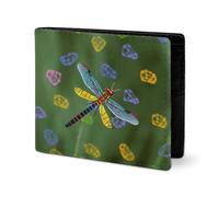 RTSEBVN Cute Wallet Twill Leather Card Holder Fashio Colorful Dragonfly Printing Small Wallet Suitable For Daily Travel, style, One Size, Twill Leather Wallet