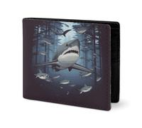 RTSEBVN Cute Wallet Twill Leather Card Holder Fashio Funny Sharks Design Printing Small Wallet Suitable For Daily Travel, style, One Size, Twill Leather Wallet