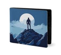 RTSEBVN Cute Wallet Twill Leather Card Holder Fashio People on Top of Mountain Printing Small Wallet Suitable For Daily Travel, style, One Size, Twill Leather Wallet