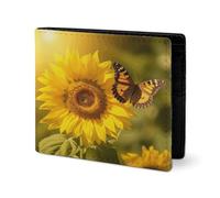 RTSEBVN Cute Wallet Twill Leather Card Holder Fashio Sunflower Butterfly Sunny Printing Small Wallet Suitable For Daily Travel, style, One Size, Twill Leather Wallet
