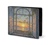 RTSEBVN Cute Wallet Twill Leather Card Holder Fashio When The Sun Goes Printing Small Wallet Suitable For Daily Travel, style, One Size, Twill Leather Wallet