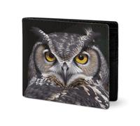 RTSEBVN Cute Wallet Twill Leather Card Holder Fashio Yellow Eyed Owl Printing Small Wallet Suitable For Daily Travel, style, One Size, Twill Leather Wallet