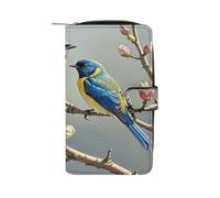 RTSEBVN Leather Wallet Multifunction Long Wallet Fashion Blue Yellow Bird Printing Leather Purse with For Women And Men, style, 19.7x11x3.5cm, Leather Wallet