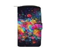 RTSEBVN Leather Wallet Multifunction Long Wallet Fashion Bright Beautiful Colorful Art Printing Leather Purse with For Women And Men, style, 19.7x11x3.5cm, Leather Wallet