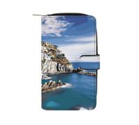 RTSEBVN Leather Wallet Multifunction Long Wallet Fashion Cinque Terre Scenery Printing Leather Purse with For Women And Men, style, 19.7x11x3.5cm, Leather Wallet