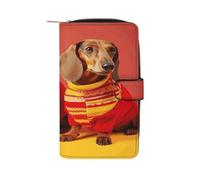 RTSEBVN Leather Wallet Multifunction Long Wallet Fashion Cute Dachshund Printing Leather Purse with For Women And Men, style, 19.7x11x3.5cm, Leather Wallet
