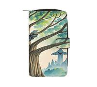 RTSEBVN Leather Wallet Multifunction Long Wallet Fashion Fairy on The Bat Printing Leather Purse with For Women And Men, style, 19.7x11x3.5cm, Leather Wallet