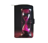 RTSEBVN Leather Wallet Multifunction Long Wallet Fashion Hourglass Representing Time Printing Leather Purse with For Women And Men, style, 19.7x11x3.5cm, Leather Wallet