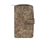 RTSEBVN Leather Wallet Multifunction Long Wallet Fashion Light Gray And Brown Printing Leather Purse with For Women And Men, style, 19.7x11x3.5cm, Leather Wallet