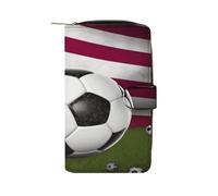 RTSEBVN Leather Wallet Multifunction Long Wallet Fashion Soccer USA American Printing Leather Purse with For Women And Men, style, 19.7x11x3.5cm, Leather Wallet