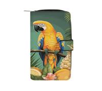 RTSEBVN Leather Wallet Multifunction Long Wallet Fashion Summer Parrot Pineapple Bird Printing Leather Purse with For Women And Men, style, 19.7x11x3.5cm, Leather Wallet
