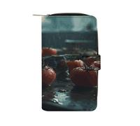 RTSEBVN Leather Wallet Multifunction Long Wallet Fashion Water The Tomatoes Printing Leather Purse with For Women And Men, style, 19.7x11x3.5cm, Leather Wallet