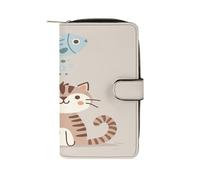 RTSEBVN Leather Wallet Multifunction Long Wallet Fashion Whiskers Printing Leather Purse with For Women And Men, style, 19.7x11x3.5cm, Leather Wallet