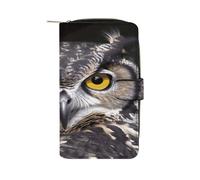 RTSEBVN Leather Wallet Multifunction Long Wallet Fashion Yellow Eyed Owl Printing Leather Purse with For Women And Men, style, 19.7x11x3.5cm, Leather Wallet