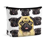 RTSEBVN Makeup Bags Cute Toiletry Bag Large Capacity Black Yellow Pug Printing Cosmetic Bags For Women, style, One Size, Makeup Bags