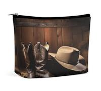 RTSEBVN Makeup Bags Cute Toiletry Bag Large Capacity Cowboy Black Hat Western Boots Printing Cosmetic Bags For Women, style, One Size, Makeup Bags