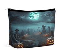 RTSEBVN Makeup Bags Cute Toiletry Bag Large Capacity Pumpkin Cemetery Printing Cosmetic Bags For Women, style, One Size, Makeup Bags
