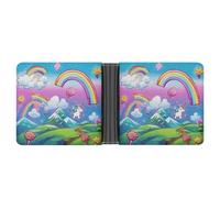 RTSEBVN Slim Credit Card Holder Personalized Leather Abstract Art Squares Money Clip Gifts Wallet For Men Women, Rainbow, One Size, Modern