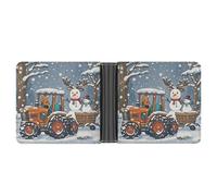 RTSEBVN Slim Credit Card Holder Personalized Leather Airplane And City Money Clip Gifts Wallet For Men Women, Elk version snowman, One size