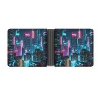 RTSEBVN Slim Credit Card Holder Personalized Leather Airplane And City Money Clip Gifts Wallet For Men Women, Urban Nighttime, One Size, Modern