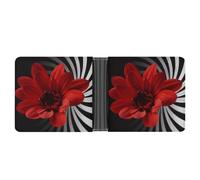 RTSEBVN Slim Credit Card Holder Personalized Leather Blooming Peach Blossoms Money Clip Gifts Wallet For Men Women, Red Flower, One Size, Modern