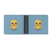 RTSEBVN Slim Credit Card Holder Personalized Leather Chubby Pattern Money Clip Gifts Wallet For Men Women, A Yellow Chicken, One Size, Modern