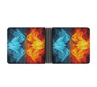RTSEBVN Slim Credit Card Holder Personalized Leather Cute Foxes Money Clip Gifts Wallet For Men Women, Fire vs ice art, One Size, Modern