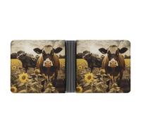 RTSEBVN Slim Credit Card Holder Personalized Leather Dusk Running Track Money Clip Gifts Wallet For Men Women, 3D Animal Brown Cow, One Size, Modern