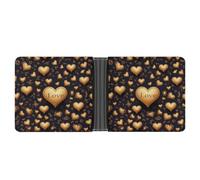 RTSEBVN Slim Credit Card Holder Personalized Leather Dusk Running Track Money Clip Gifts Wallet For Men Women, Golden heart, One Size, Modern