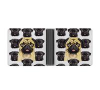 RTSEBVN Slim Credit Card Holder Personalized Leather Giraffe And Sunflower Money Clip Gifts Wallet For Men Women, Black Yellow Pug, One Size, Modern