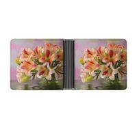 RTSEBVN Slim Credit Card Holder Personalized Leather Grazing Wild Horses Money Clip Gifts Wallet For Men Women, Alstroemeria, One Size, Modern