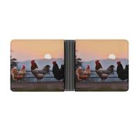 RTSEBVN Slim Credit Card Holder Personalized Leather Grazing Wild Horses Money Clip Gifts Wallet For Men Women, Animal Chickens, One size