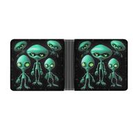 RTSEBVN Slim Credit Card Holder Personalized Leather Grazing Wild Horses Money Clip Gifts Wallet For Men Women, Aliens, One size
