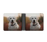 RTSEBVN Slim Credit Card Holder Personalized Leather Pug Green Polka Dot Money Clip Gifts Wallet For Men Women, White Labrador, One Size, Modern