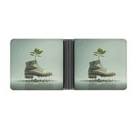 RTSEBVN Slim Credit Card Holder Personalized Leather Rose And Butterflies Money Clip Gifts Wallet For Men Women, Shoes and Green Buds, One size
