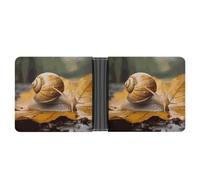 RTSEBVN Slim Credit Card Holder Personalized Leather Soccer USA American Money Clip Gifts Wallet For Men Women, Snail in Leaves, One size