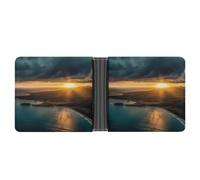 RTSEBVN Slim Credit Card Holder Personalized Leather Soccer USA American Money Clip Gifts Wallet For Men Women, Sunrise Over Hawaii, One Size, Modern