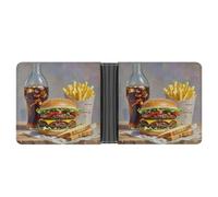 RTSEBVN Slim Credit Card Holder Personalized Leather Two Lovely Animals Money Clip Gifts Wallet For Men Women, Fast food enthusiasts, One Size, Modern