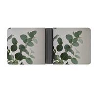 RTSEBVN Slim Credit Card Holder Personalized Leather White Bread Art Money Clip Gifts Wallet For Men Women, Eucalyptus Leaves, One Size, Modern