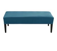 RTSFKFS Bench Covers Slipcover Rectangle,Bench Cover Stretch Velvet Bench Slipcover Extra Long Washable, Removable, Non-Slip for Dining Room Outdoor Furniture (Color : Peacock blue, Size : 112-150cm)