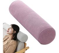 RTSFKFS Couch Roll Bolster Pillow Cotton and Linen Neck Round Pillows With Memory Foam Padding CervicalSupport Pillow for Head, Neck, Back, Legs and Yoga(Purple,40x20cm)