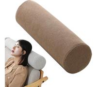 RTSFKFS Couch Roll Bolster Pillow Cotton and Linen Neck Round Pillows With Memory Foam Padding CervicalSupport Pillow for Head, Neck, Back, Legs and Yoga(Coffee,40x20cm)